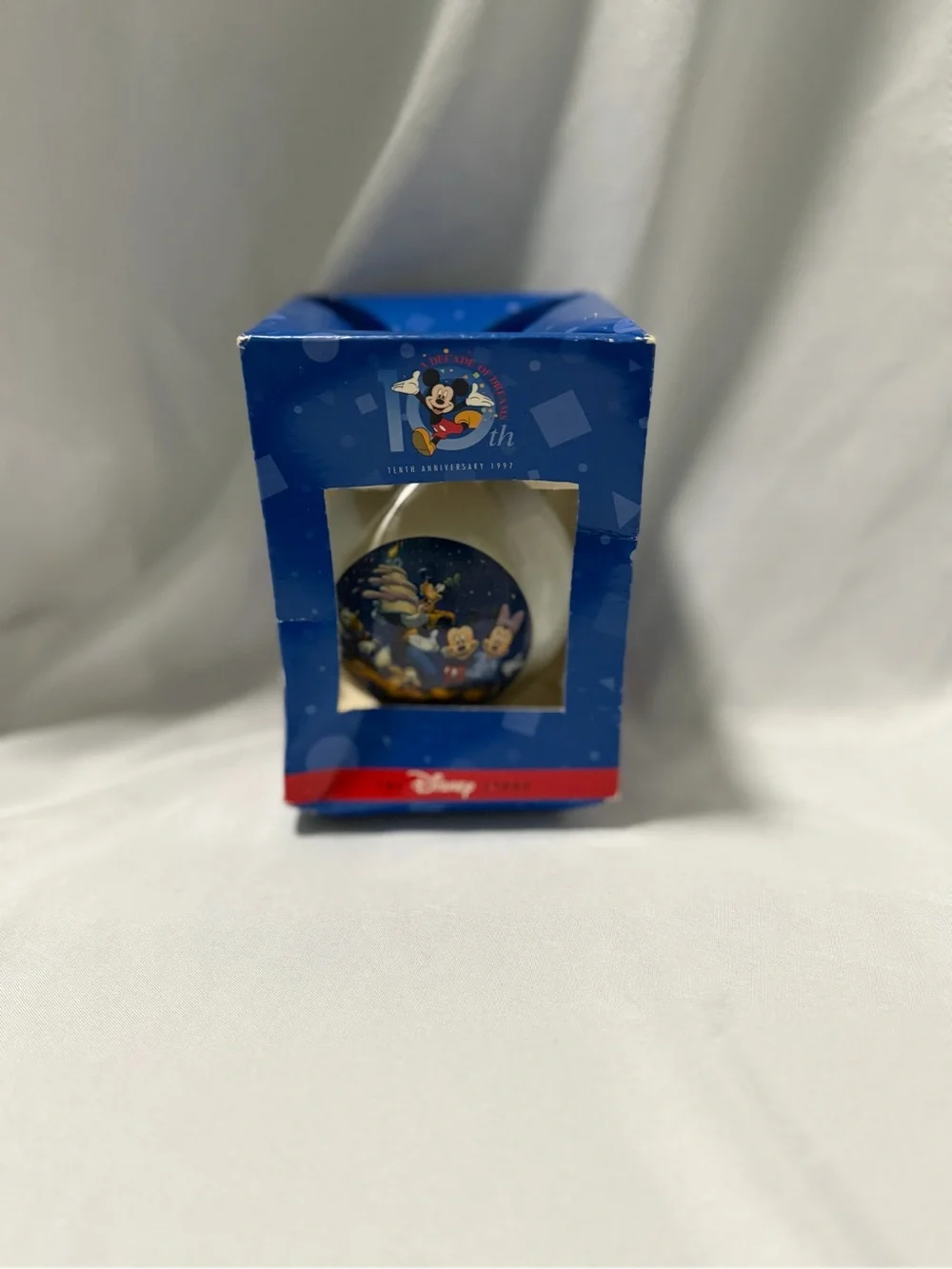 VINTAGE 1997 Disney Store 10th Anniversary Glass Ornament Decade of Dreams